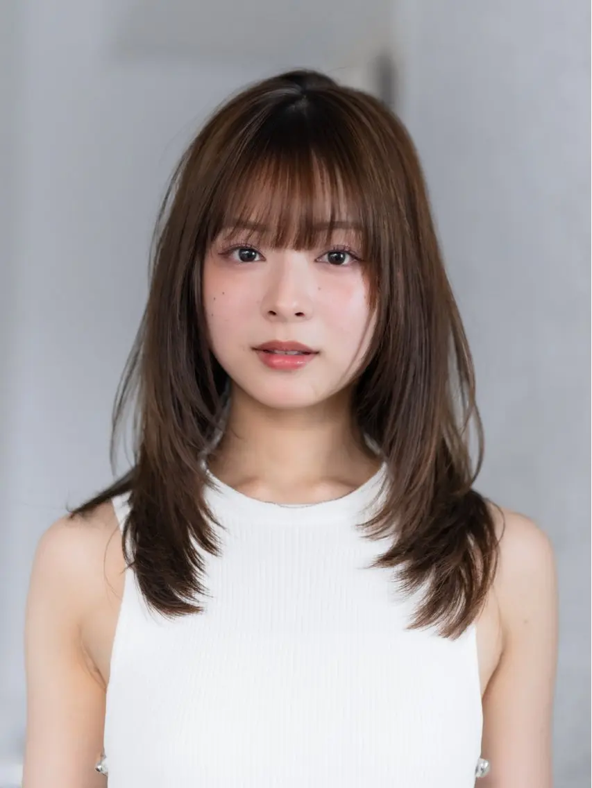 ロング カラー パーマ ヘアアレンジ ロングレイヤー ブラウンカラー レイヤーカット ロング 縮毛矯正 レイヤー/グレージュ 渋谷表参道/小森波琉のヘアスタイル