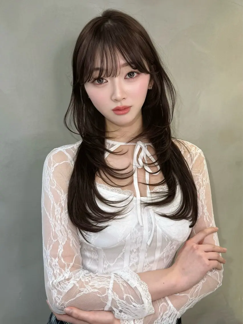 ロング カラー ハッシュカット レイヤーカット ワンホンレイヤー カット ヘアカラー トリートメント 大宮レイヤーカット ハッシュ　柏崎颯刀のヘアスタイル