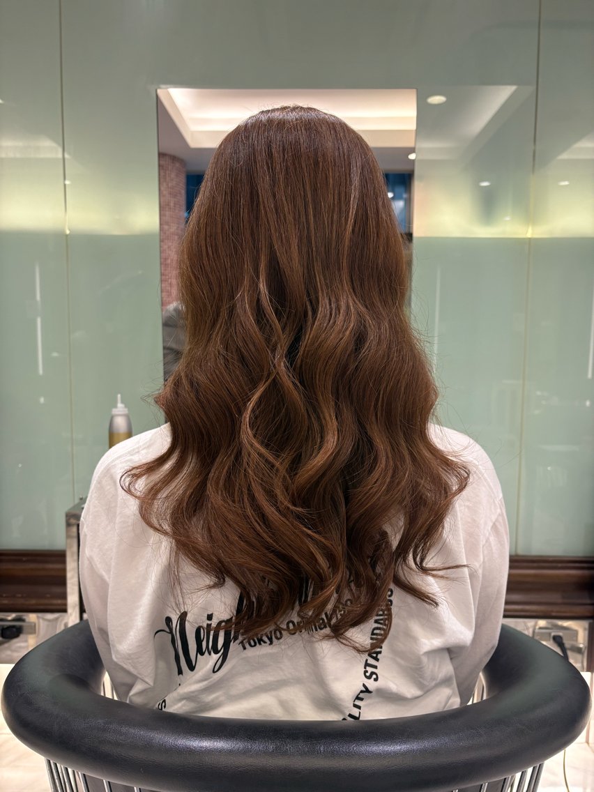 セミロング カラー パーマ ヘアカラー トリートメント 韓国っぽ水光肌カラー マンツーマン🫧なおのヘアスタイル