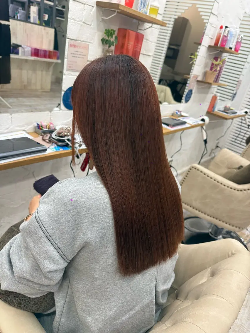 ロング カラー オレンジ ヘアカラー 山崎 更紗のヘアスタイル
