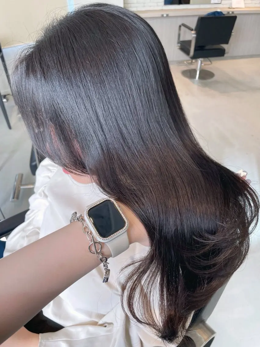 ロング カラー 透明感カラー カット ヘアカラー トリートメント miyu♡̷̷ 韓国ヘア/顔まわりのヘアスタイル