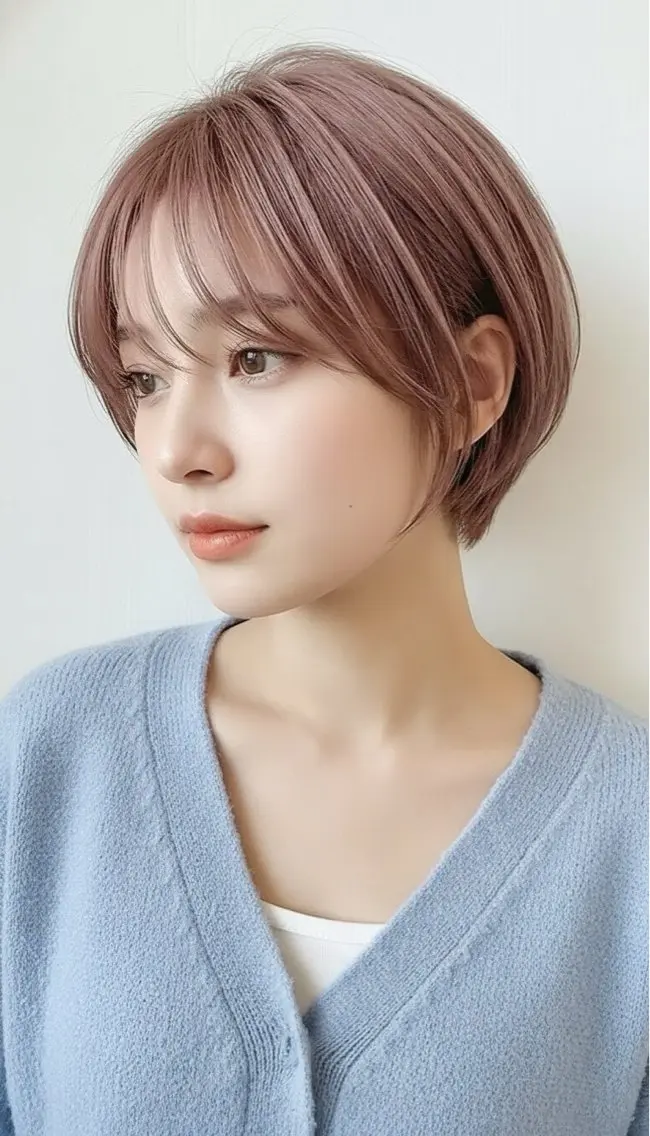 ショート カラー ワンレンボブ ショートボブ ベージュカラー ブリーチ ケアブリーチ カット ヘアカラー トリートメント 🥀髪質改善/ 透明感🥀ユイキのヘアスタイル