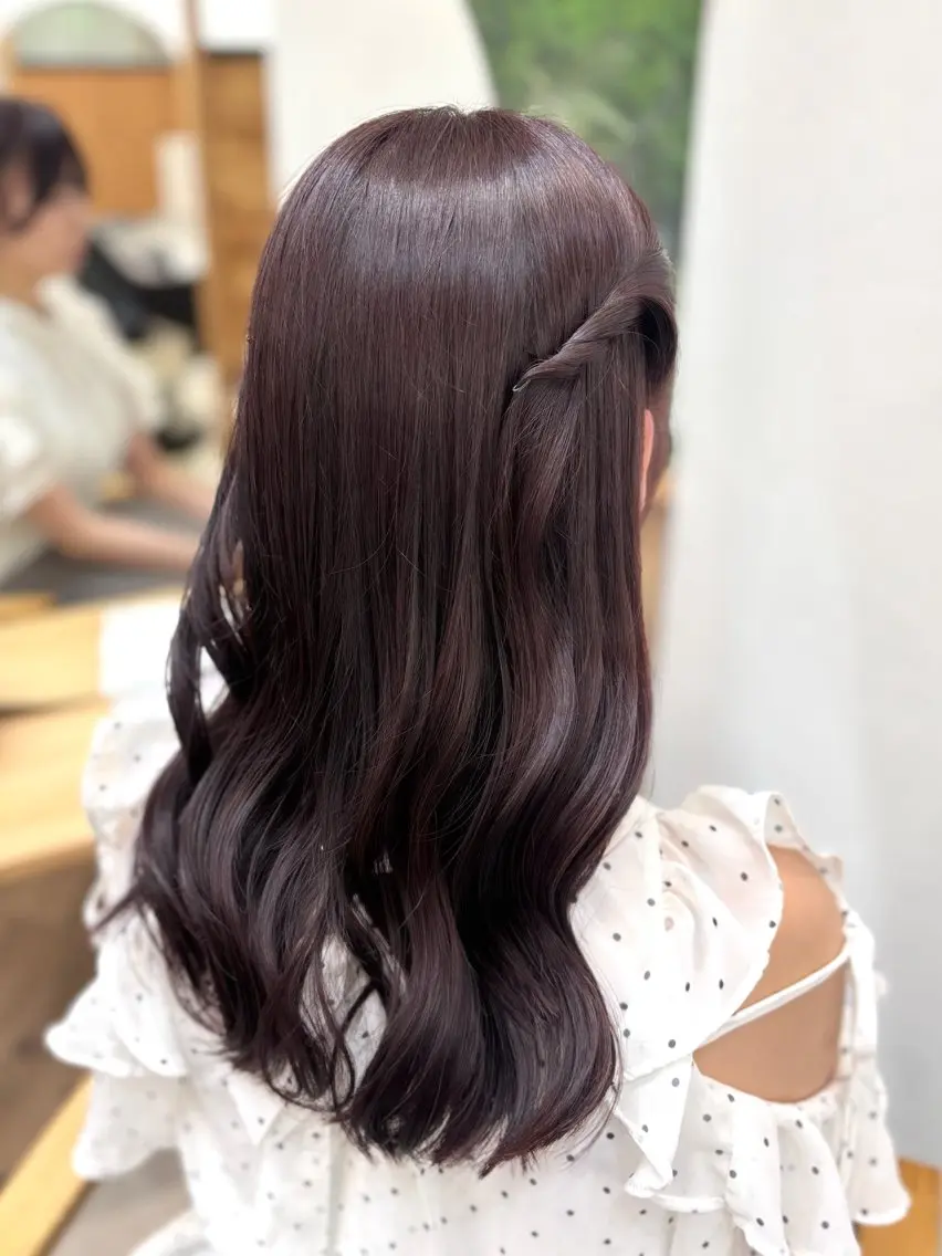 ロング カラー ピンクカラー カット ヘアカラー トリートメント オリーブカラー/ ピンクカラー/みさきのヘアスタイル