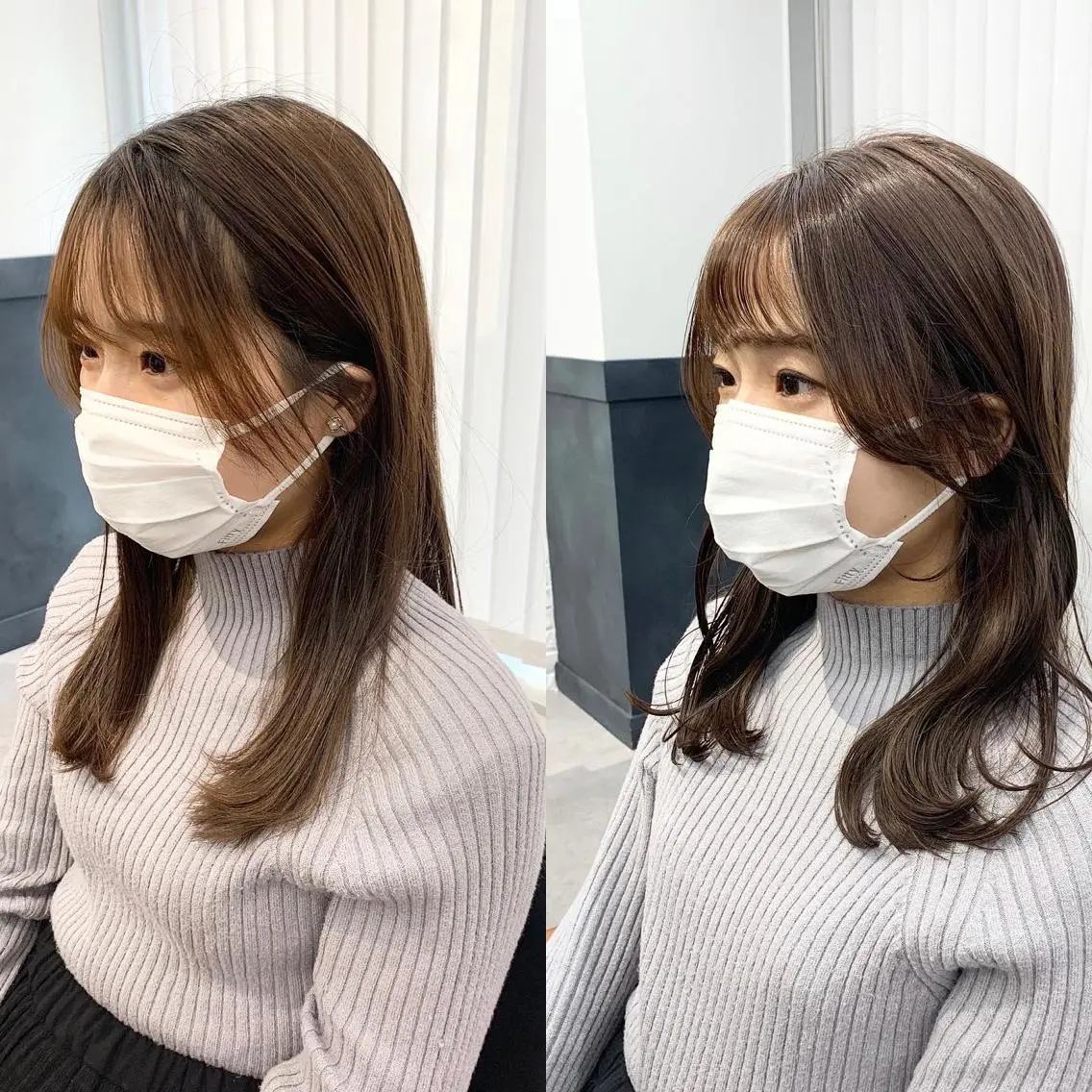 セミロング カラー パーマ ヘアアレンジ メンズ キッズ ネイル マツエク・マツパ アイブロウ カット トリートメント 似合せレイヤー／ 柔らか透明感カラーのヘアスタイル