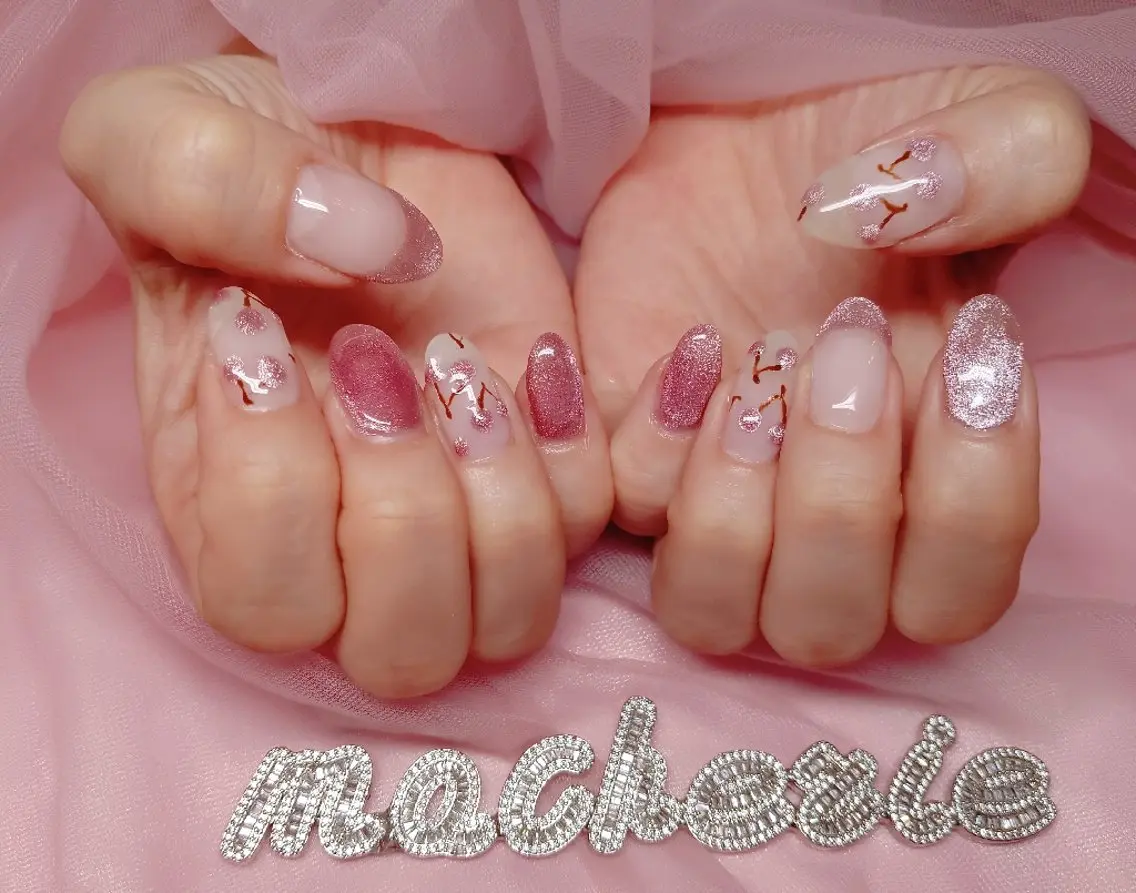 ネイル マグネットネイル 春ネイル ハンドネイル Nail Salon macherieのネイルデザイン