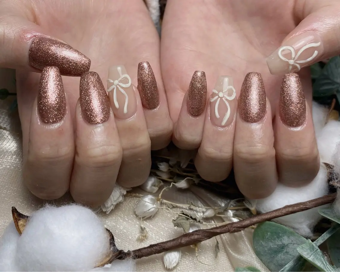 ネイル リボン ハンドネイル ハンドケア 🫧M. nailsのネイルデザイン