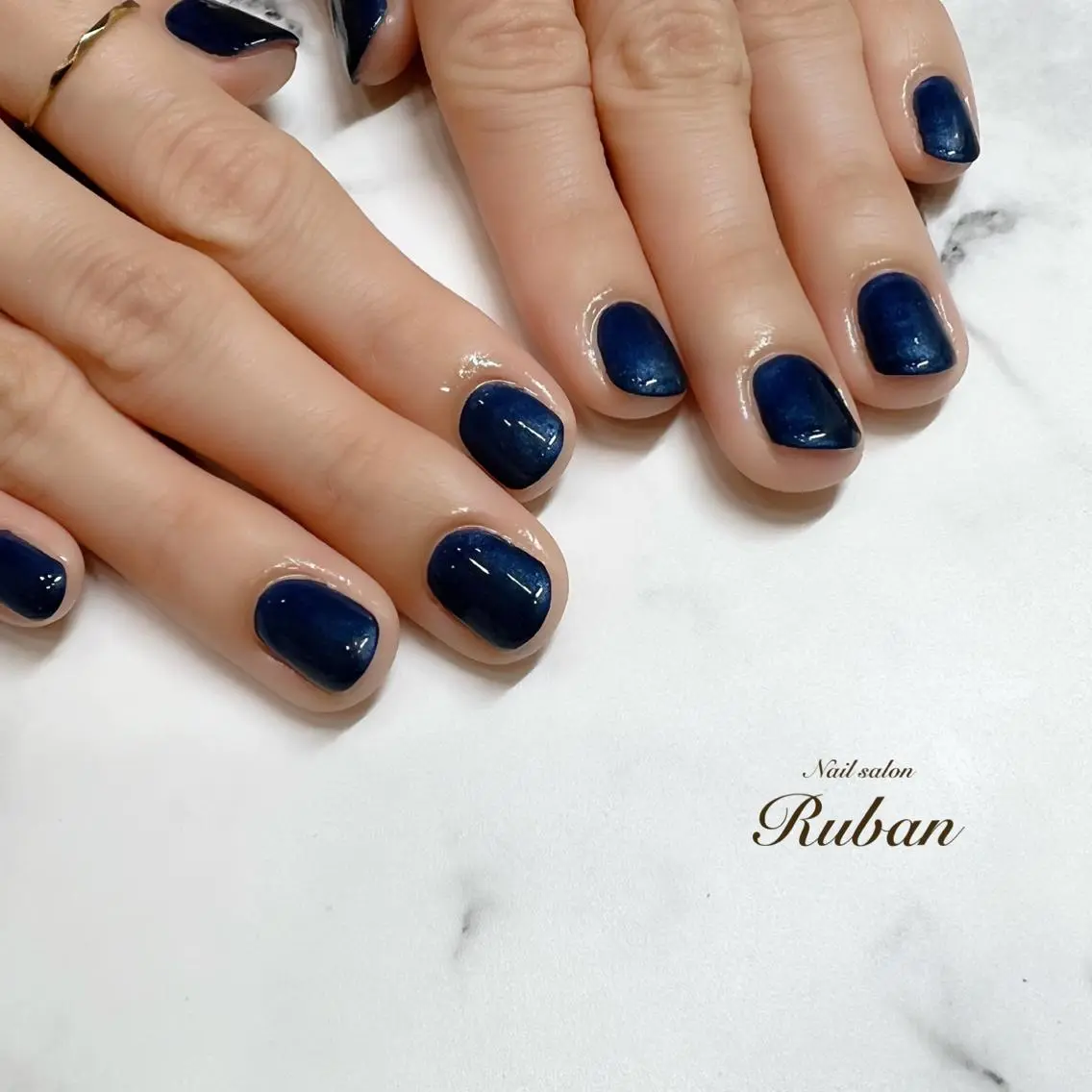 ネイル ネイビー ワンカラーネイル Nail salon Rubanのネイルデザイン