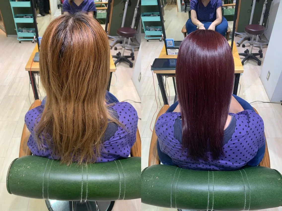 セミロング カラー ブリーチ ブラウンカラー ピンクカラー ピンクブラウン パラッチ MIKAのヘアスタイル