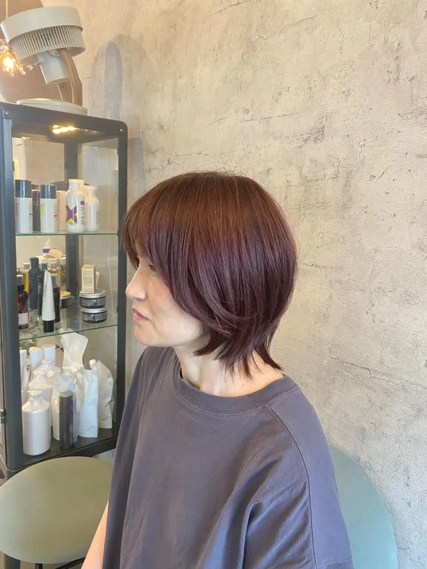 ショート ショートボブ ピンクラベンダー ボブ ショートヘア ひばりヶ丘美容室 カット石井里佳のヘアスタイル