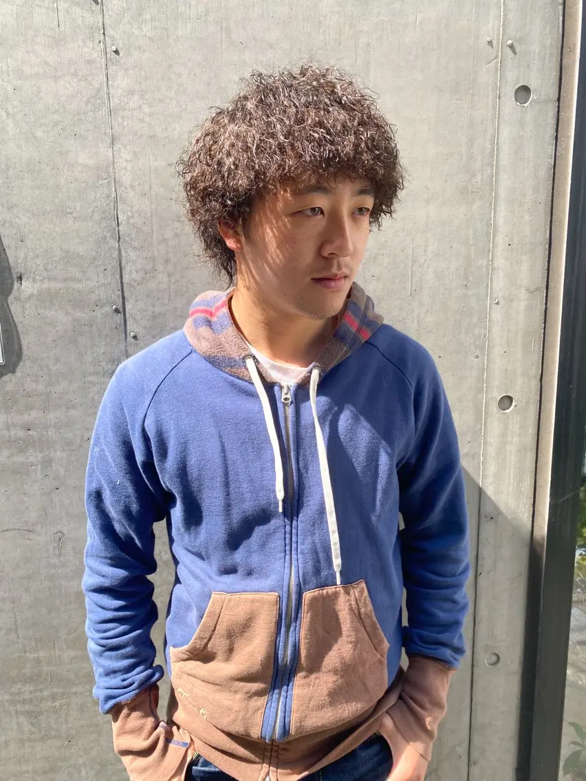 ミディアム パーマ メンズ カット パーマ 菊池大一 溝の口パーマのヘアスタイル