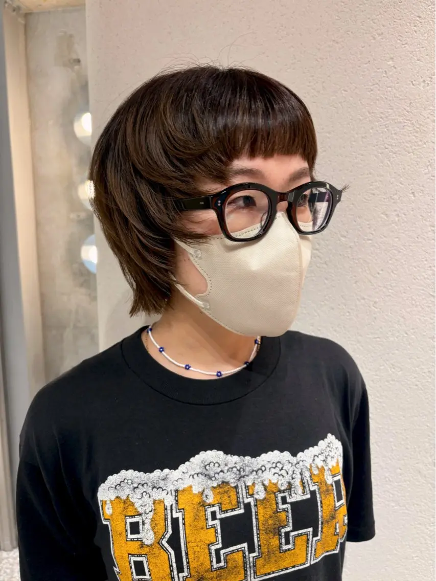 ショート ボブ レイヤーカット オン眉 外ハネヘア カット 大卒フリーランス 美容師☆ぬくいせいなのヘアスタイル