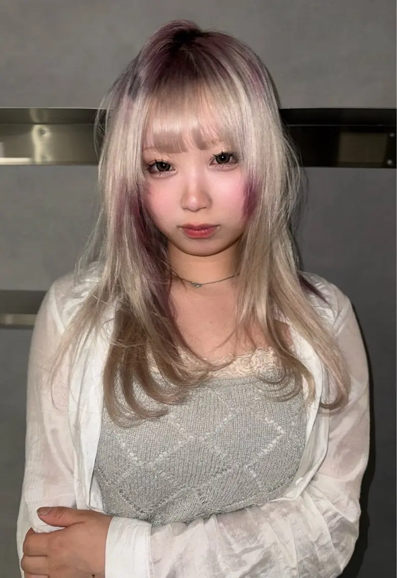 ロング ヘアカラー ホワイトカラー/梅田 デザインカラー/しんのヘアスタイル