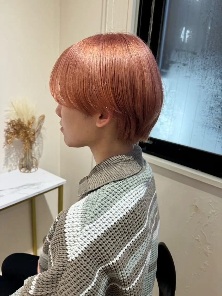 ショート カラー ブリーチ オレンジ &SONS 小林亨のヘアスタイル