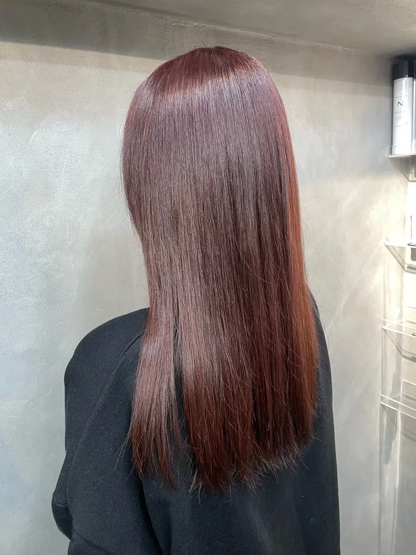ロング カラー ブリーチ ブリーチなしカラー レッドカラー ヘアカラー トリートメント ヘッドスパ エクステ/コーンロウ KURUMI⛓️🔥のヘアスタイル