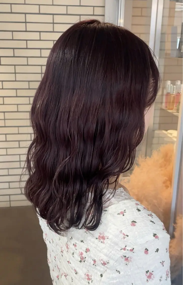 セミロング カラー ラベンダーカラー ラベンダーピンク ピンクカラー 黒田 優里 🎀🫧のヘアスタイル