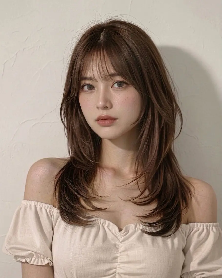 セミロング レイヤーカット 縮毛矯正 カット 縮毛矯正 トリートメント 拓麿✂︎/韓国ヘア× コテ巻きパーマのヘアスタイル