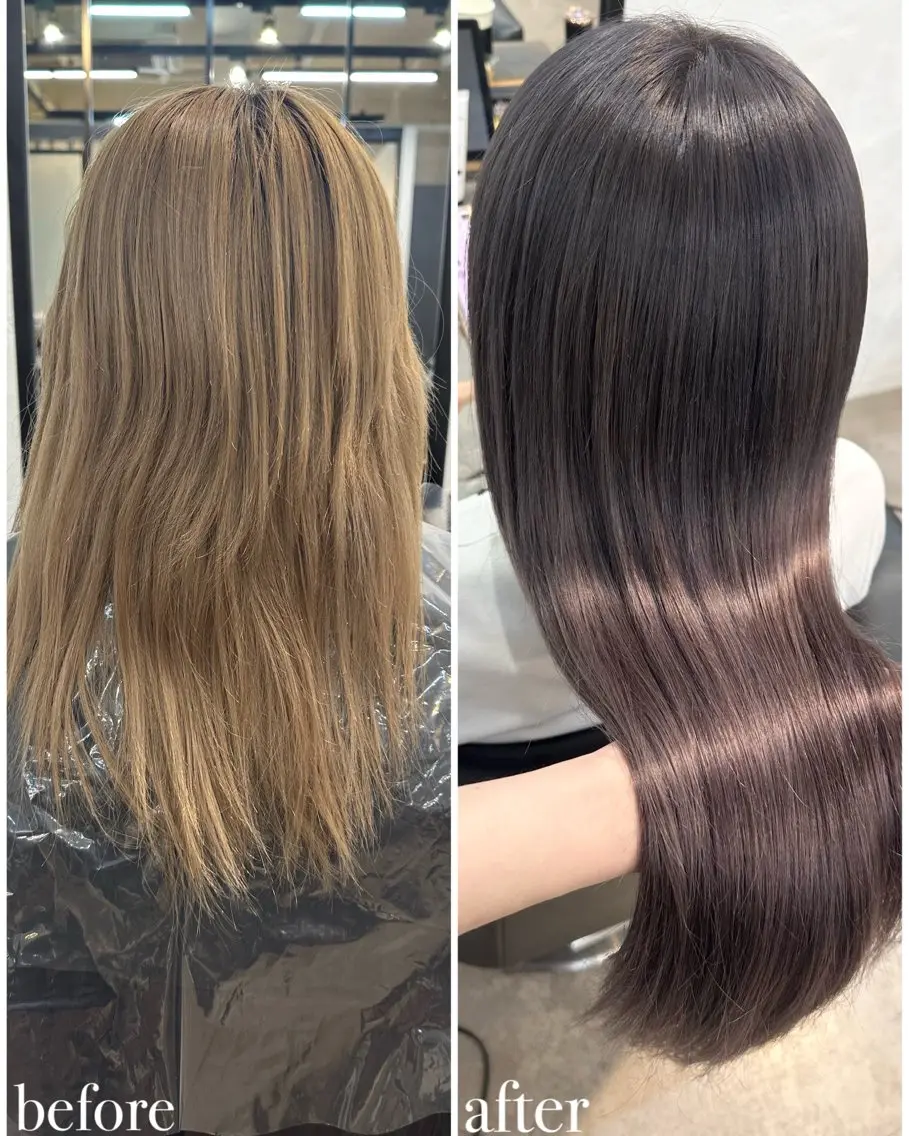 🌟ケアカラー＋オージュア5stepTr＋シールエクステ40枚🌟最高級バージンレミー毛【人毛100%✨】の写真