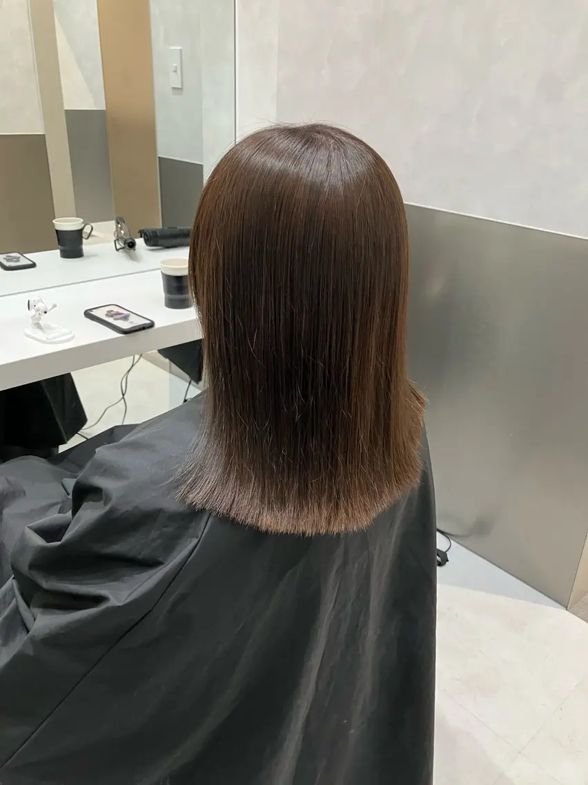ミディアム カラー カット ヘアカラー トリートメント 💖ブリーチなし透明 感💖ASAHIのヘアスタイル