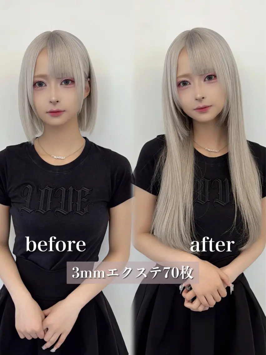 ロング カラー シールエクステ ブリーチ ダブルカラー ハイトーンカラー ブリーチなしカラー カット ヘアカラー エクステ エクステの神様 ▫️原島ユウヤ▫️のヘアスタイル