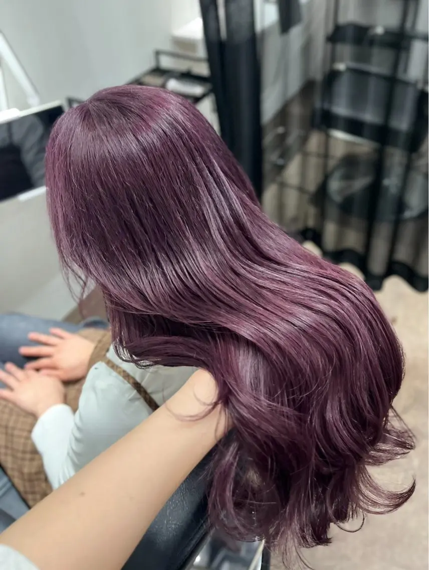 ロング カラー ラベンダーカラー ラベンダーピンク ピンクカラー ヘアカラー 本木下朋花/髪質 改善×ダブルカラーのヘアスタイル