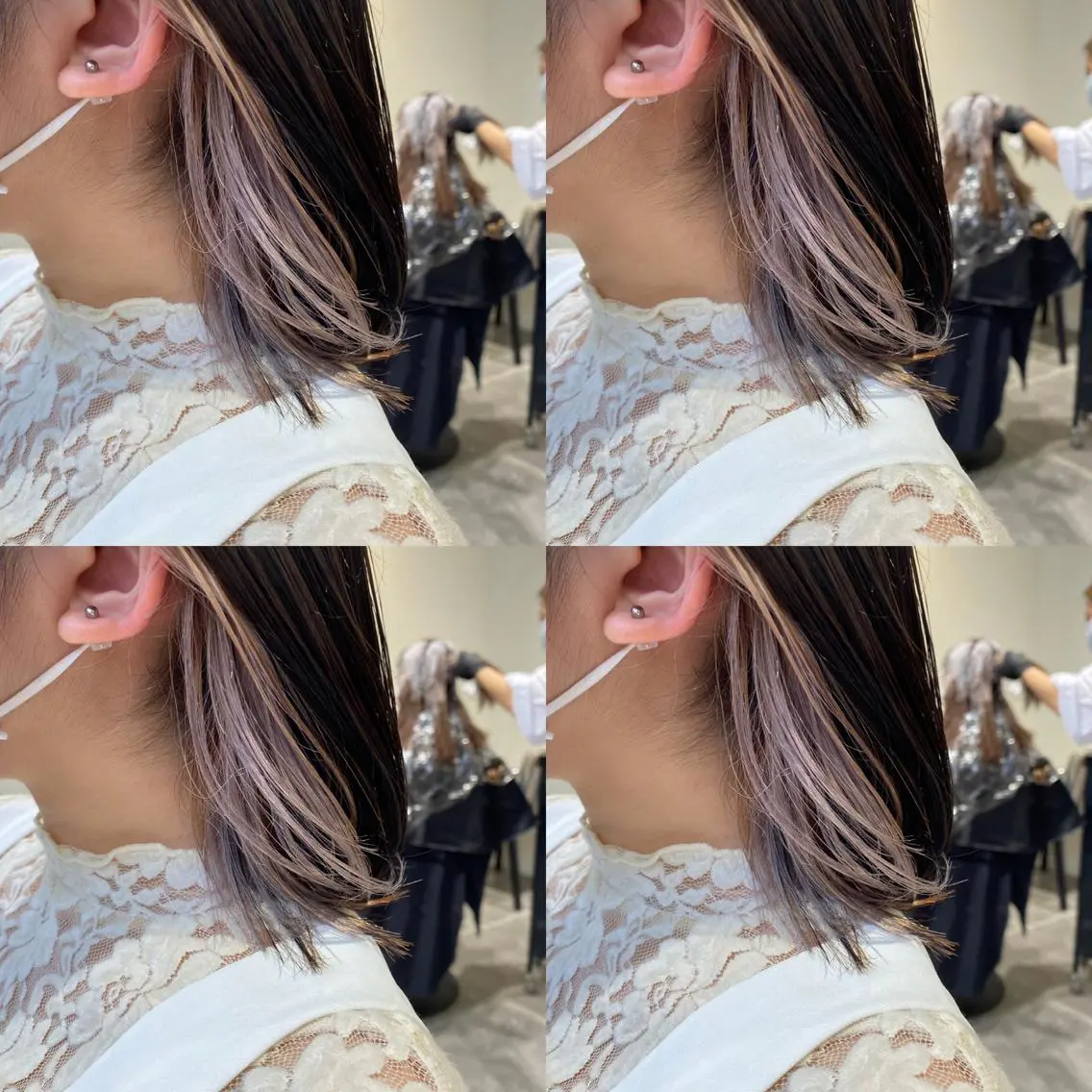 ミディアム カラー ヘアアレンジ ハイトーンカラー インナーカラー ヘアカラー 竹内啓太 ボブのヘアスタイル