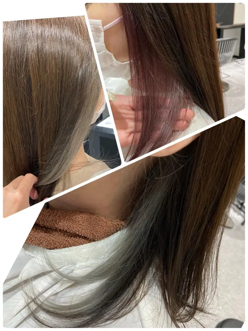 インナーカラー(部分ブリーチ＋全体カラー込み)の写真