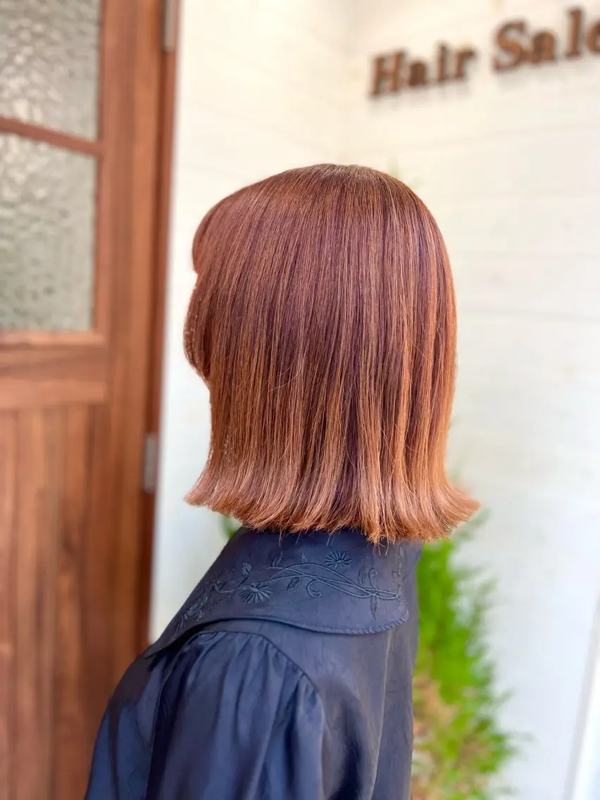 ミディアム カラー ブリーチ ブリーチなしカラー オレンジ 🍇おぐら めぐみ🍇のヘアスタイル
