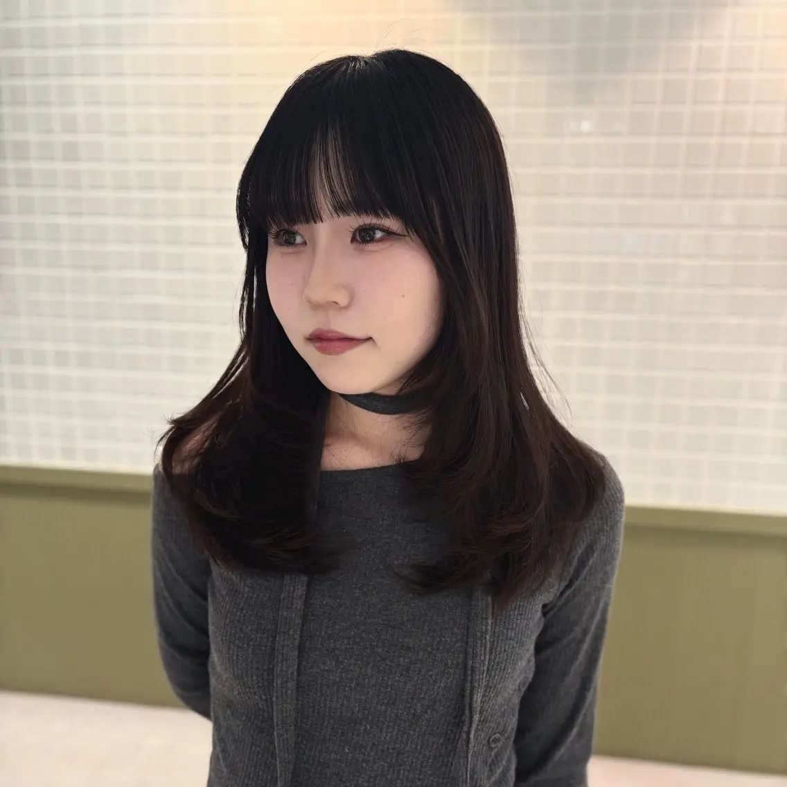 セミロング 韓国風ヘア レイヤーカット 小顔カット カット ☕️NOA / レイヤーカット🍮のヘアスタイル