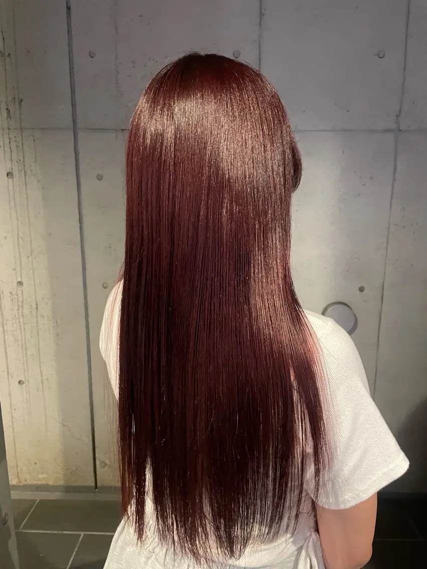 ロング カラー レッドカラー ヘアカラー トリートメント .⋆𝜗𝜚カラー モデル募集/yuuのヘアスタイル