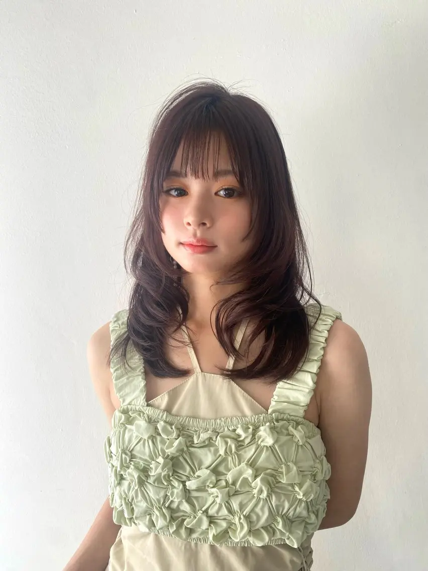 セミロング カラー パーマ ヘアアレンジ カット 小野寺瑞希 /最小顔カットのヘアスタイル