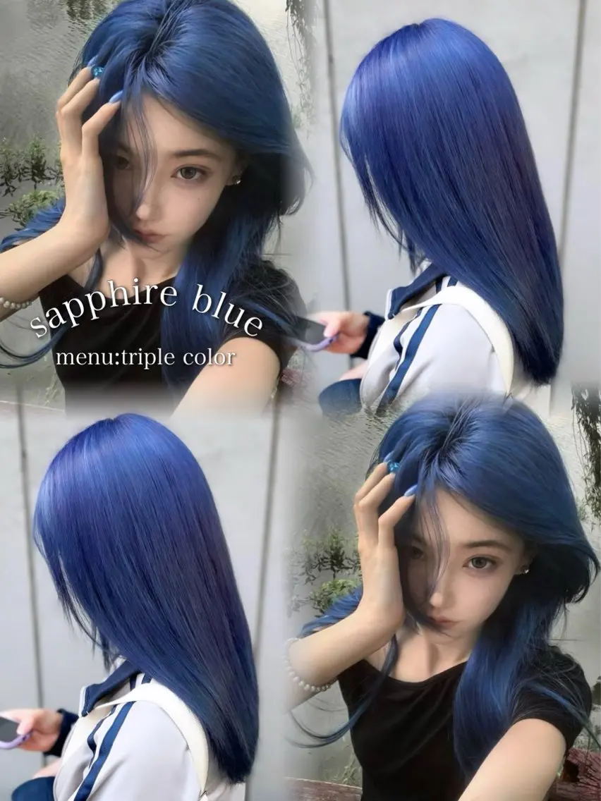 ロング カラー 🩵色落ち可愛い 寒色カラー🩵のヘアスタイル