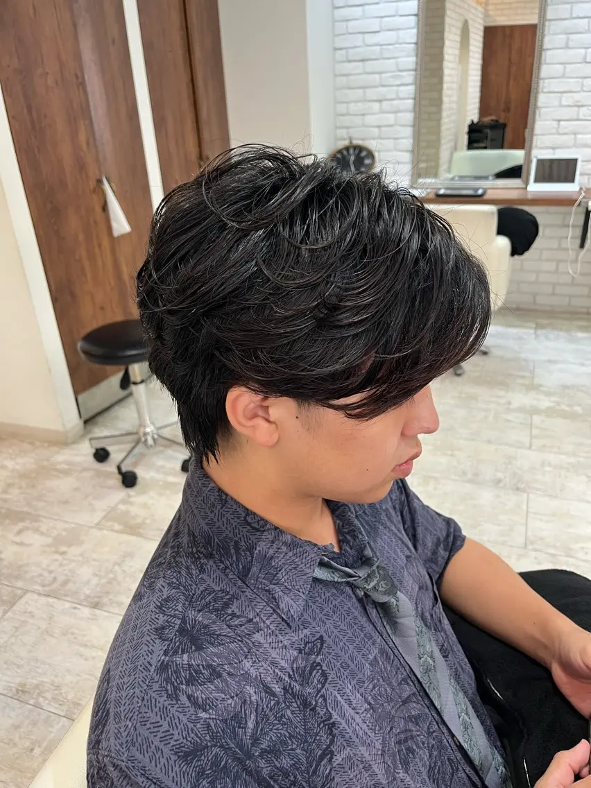 パーマ メンズ カット パーマ 0円カラーモデル🚺 ／坂本詩穂🌟彡のヘアスタイル