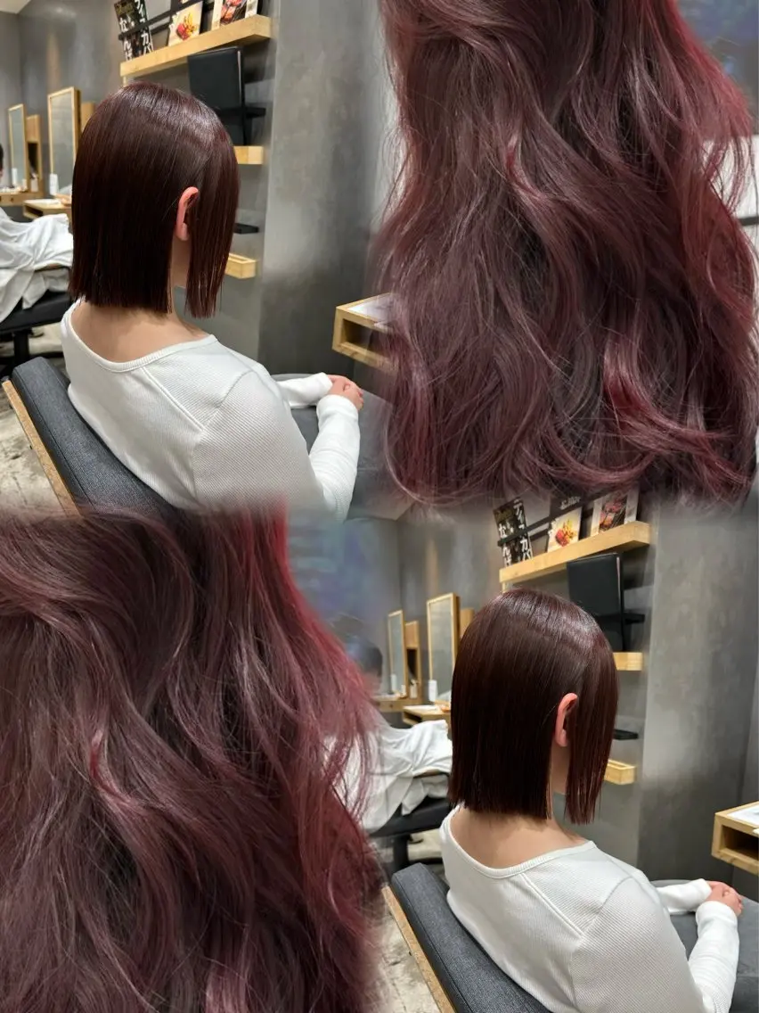 カラー ボルドーカラー カシス 心斎橋🤍inity KIKOのヘアスタイル
