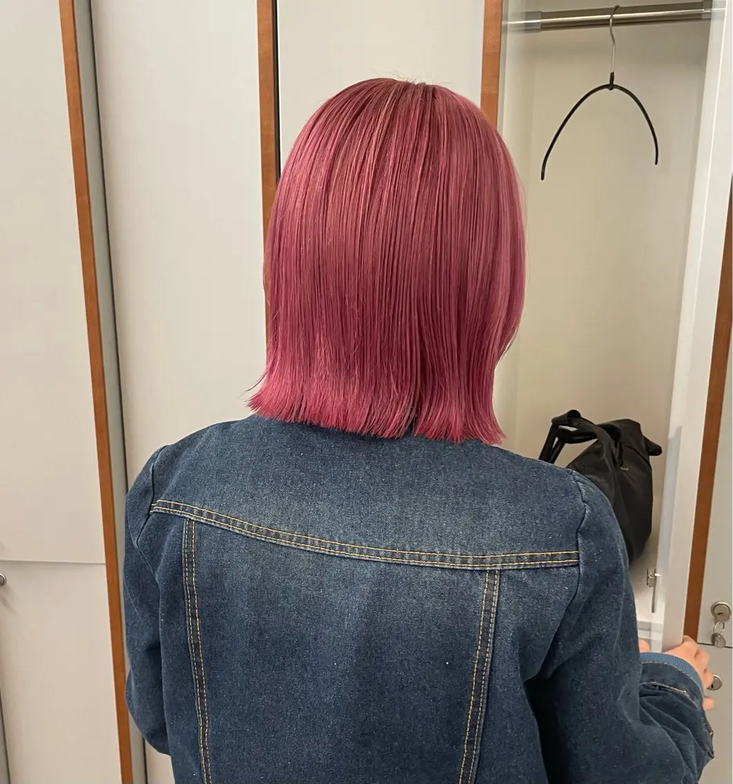 ミディアム カラー ベージュカラー ブリーチ 透明感カラー ダブルカラー ピンクカラー ヘアカラー トリートメント 髪質改善カラー/ボブ 🌻Mutsumiのヘアスタイル