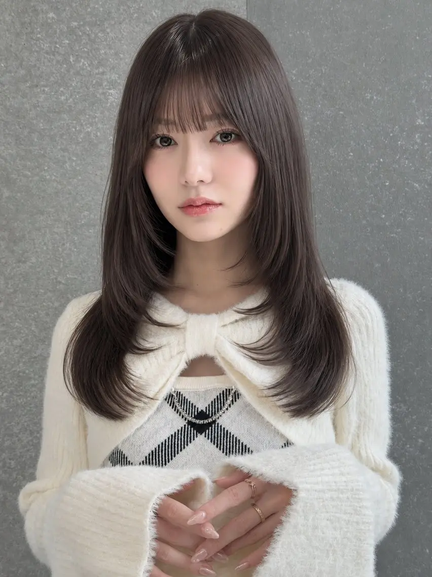 セミロング カット ヘアカラー トリートメント 🦋韓国風レイヤー/ 艶髪矯正🦋凛太郎のヘアスタイル