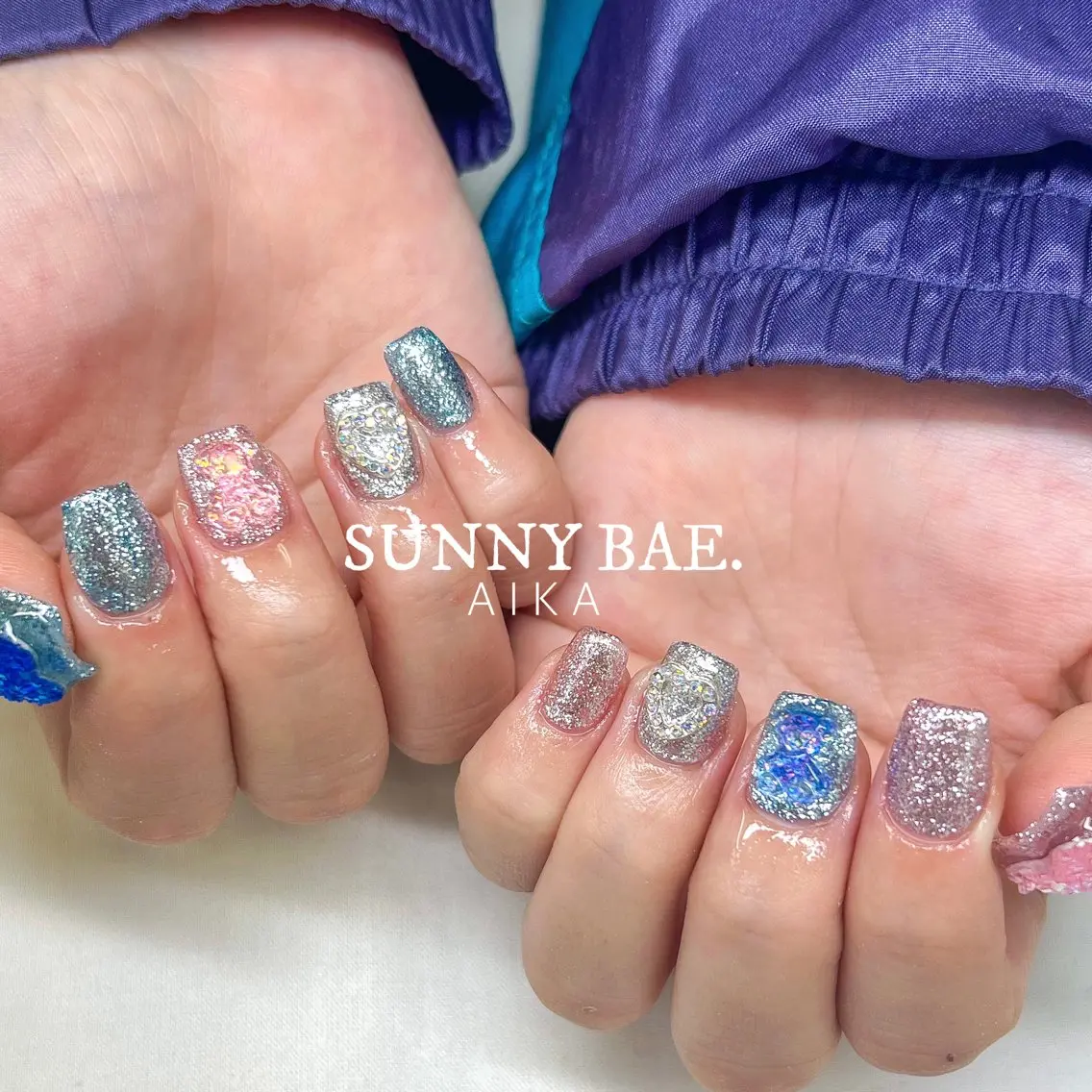 ネイル ジェルネイル キラキラネイル ロングネイル 持ち込み ワンカラーネイル Made By AIKAのネイルデザイン