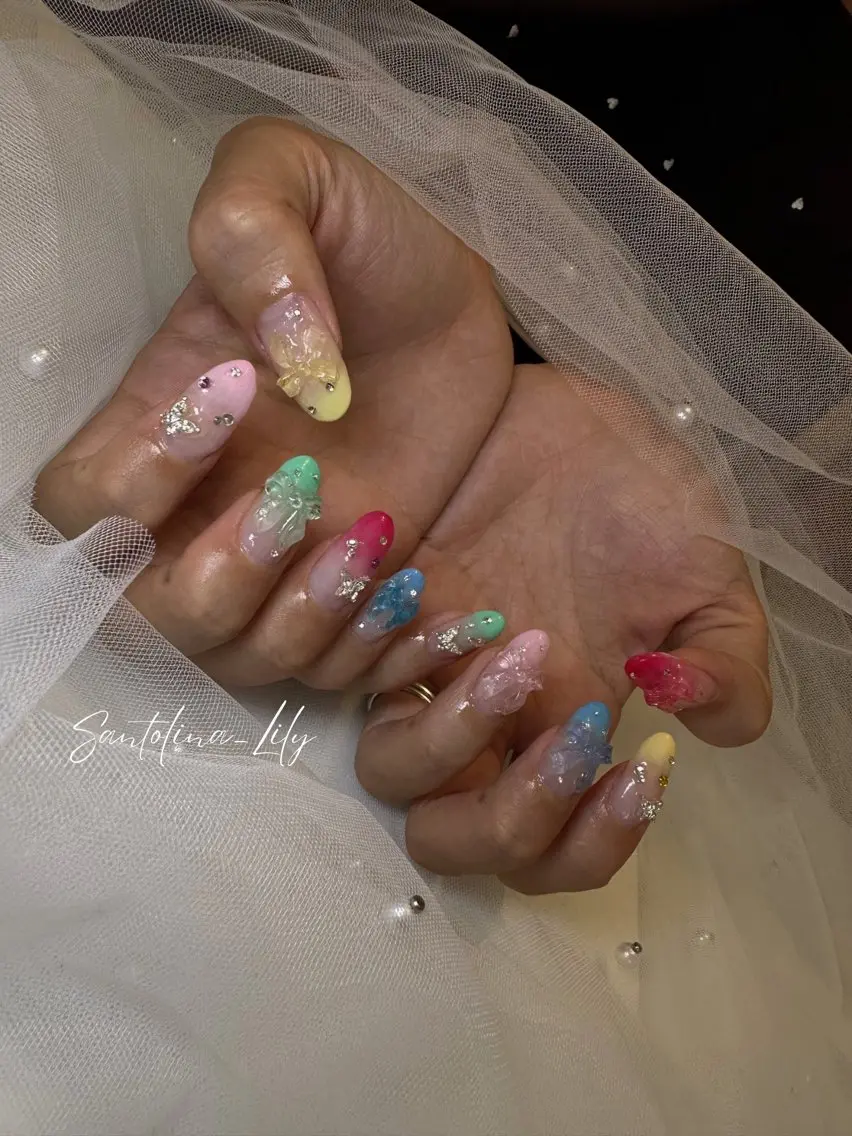 ネイル アートネイル 持ち込み ハンドネイル Santolina Lilyのネイルデザイン