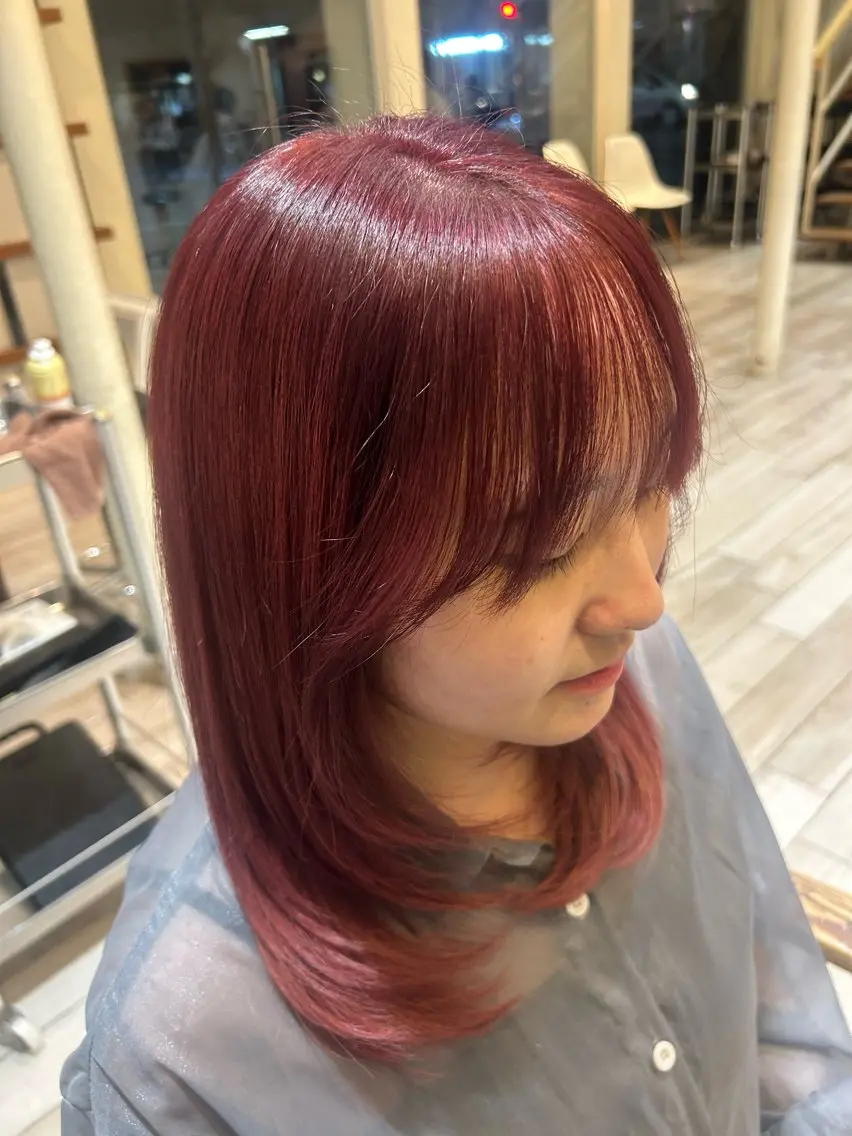 ミディアム カラー ヘアカラー 透明感カラー/ 艶カラー/ここ🍒のヘアスタイル