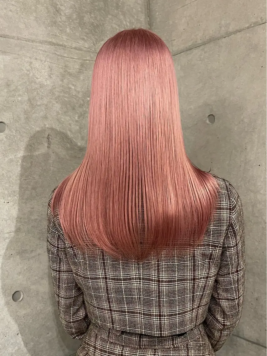 ロング カラー ベージュカラー ブリーチ ピンクカラー ピンクベージュ ヘアカラー トリートメント ハッシュカット/ハイ トーン/HIROKIのヘアスタイル