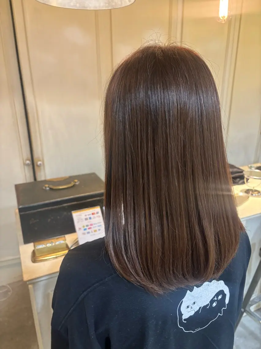 ミディアム ピンクブラウン ヘアカラー トリートメント ブリーチなしカラー/ 透明感カラー/みゆのヘアスタイル