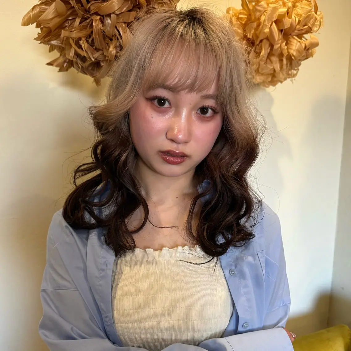 セミロング カラー カット ヘアカラー トリートメント 柔らかいbeige ¦韓国¦🩰マユ🩰のヘアスタイル