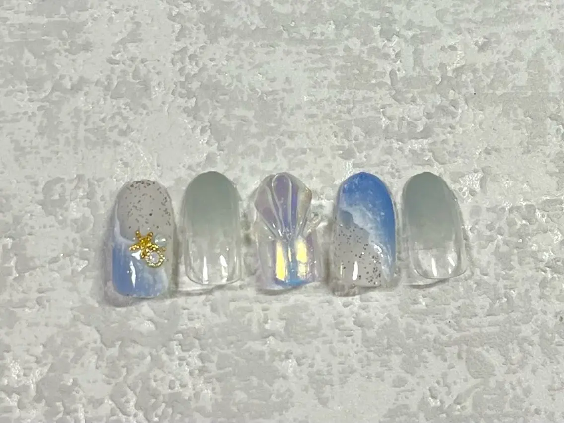 ネイル ジェルネイル キラキラネイル メンズネイル パラジェル 夏ネイル kiki nail たまプラーザのネイルデザイン