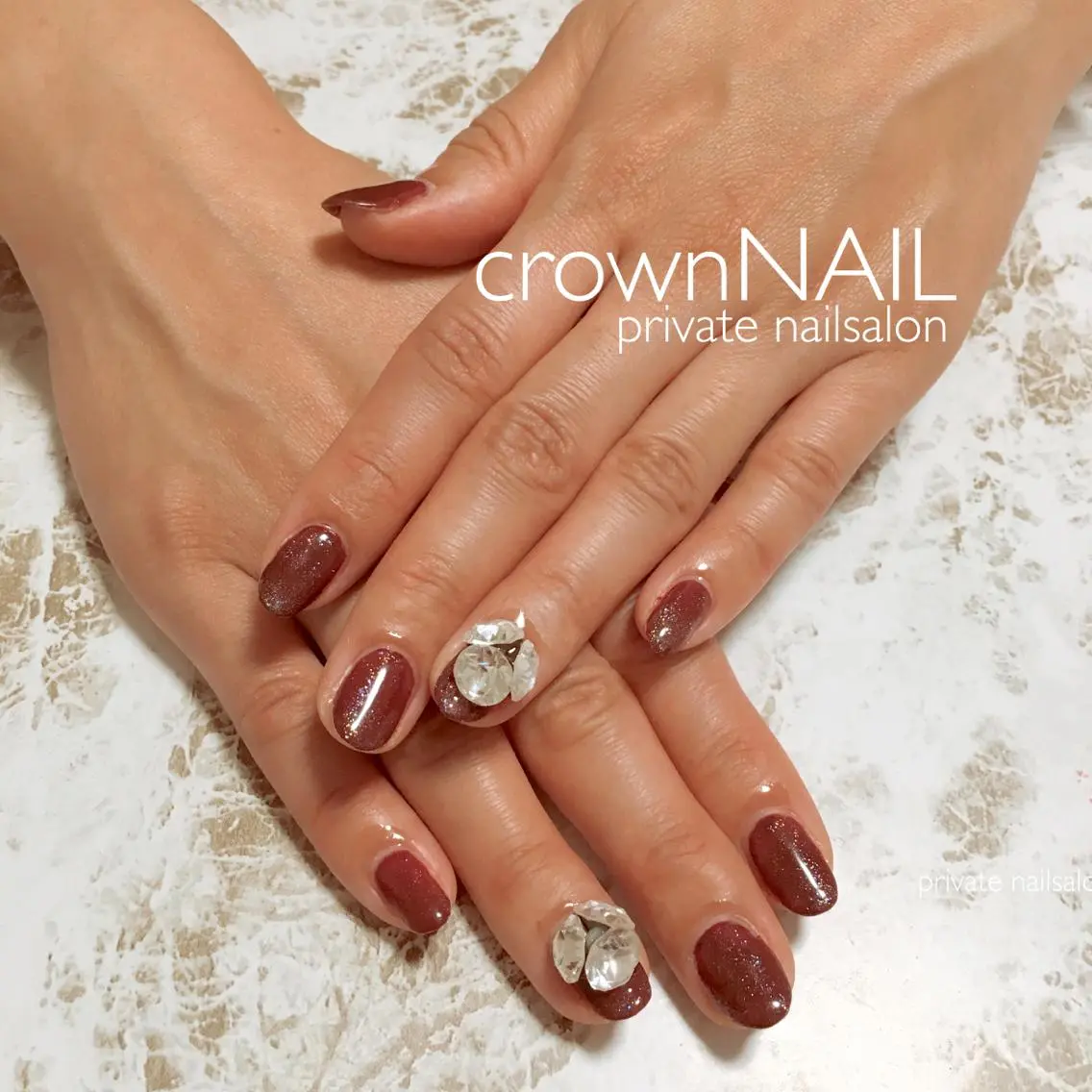 ネイル ボルドー ラメ(グリッター) シンプルネイル ensowa✱laf NAILのネイルデザイン