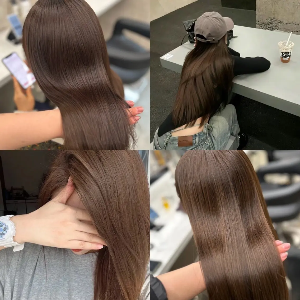 ロング カラー パーマ ヘアアレンジ メンズ キッズ ヘアカラー トリートメント ヘアセット ブリーチなしカラー/ ブラウン/レイヤーのヘアスタイル