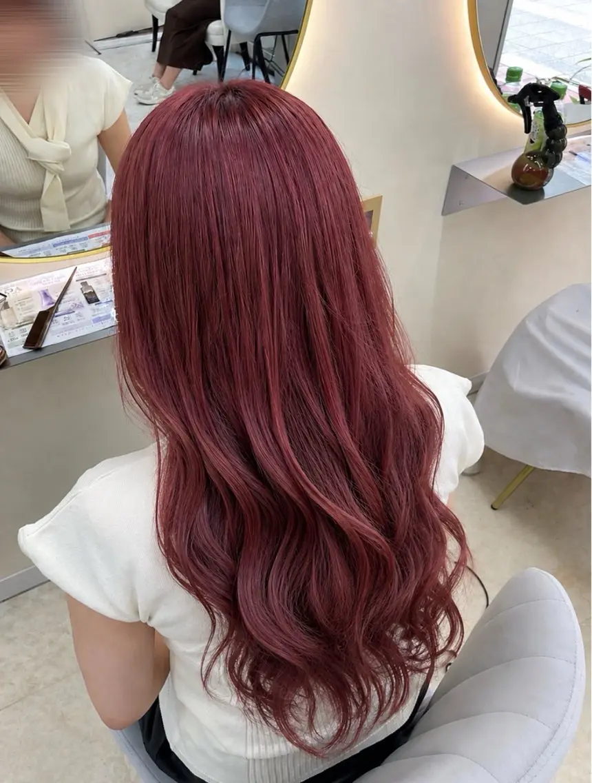 ロング カラー ブリーチ ピンクカラー ヘアカラー 齋藤 ゆず🐹🤎のヘアスタイル
