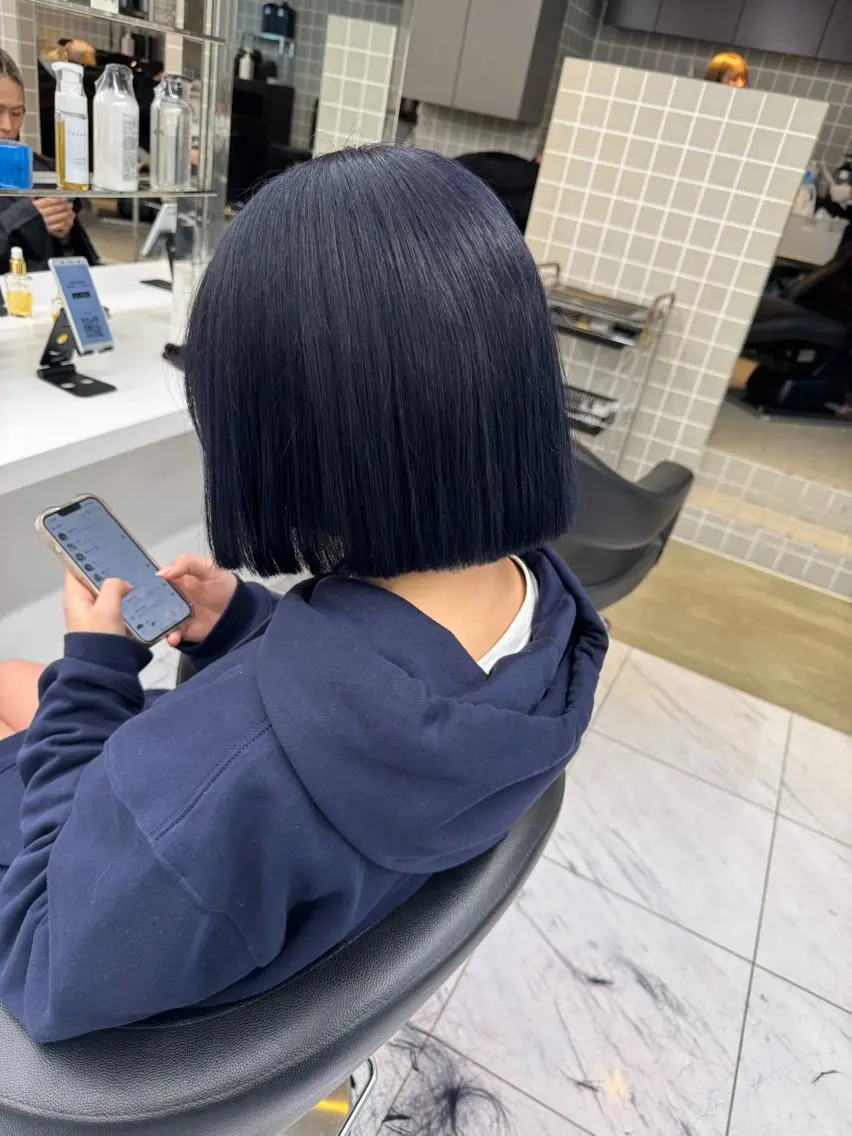 セミロング カラー パーマ ヘアアレンジ メンズ キッズ 韓国系🇰🇷🩶 艶暗髪/MEIのヘアスタイル
