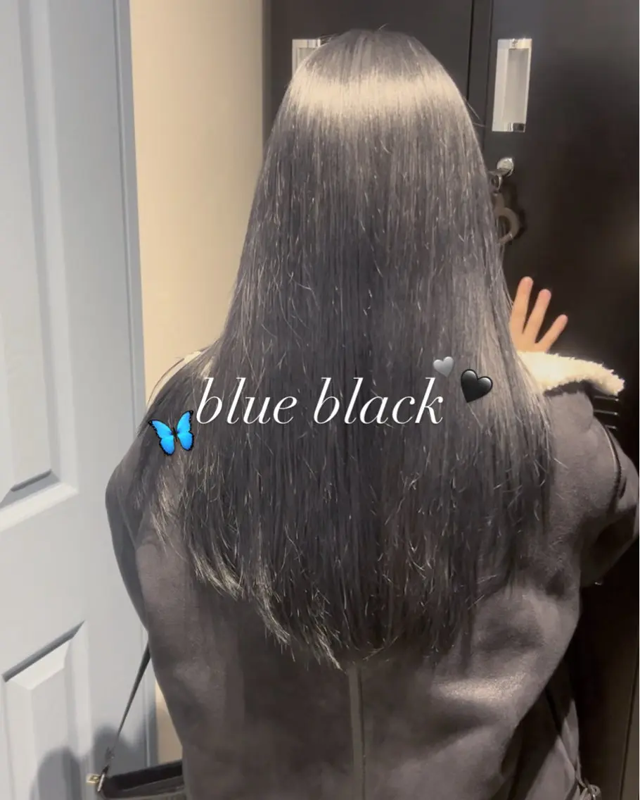ロング カラー 黒髪 ブリーチ ブルーカラー ブルーブラック ヘアカラー トリートメント ヘッドスパ MIO 大名/ 縮毛・ブリーチ💎のヘアスタイル