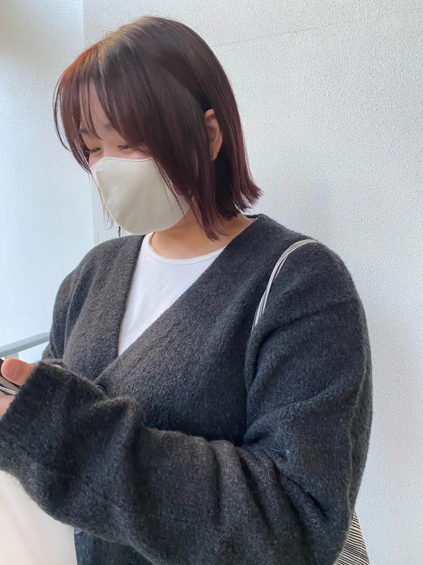 ミディアム カラー ブリーチ ブラウンカラー ブリーチなしカラー レッドカラー レッドブラウン カット ヘアカラー トリートメント LUVISM新潟🎀 透明感カラー/ミユのヘアスタイル