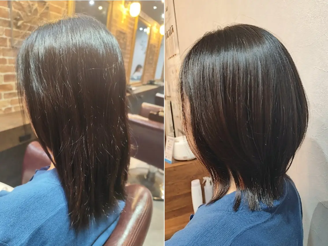 ミディアム くびれヘア レイヤーカット 縮毛矯正 カット 縮毛矯正 カワグチ ケンジのヘアスタイル