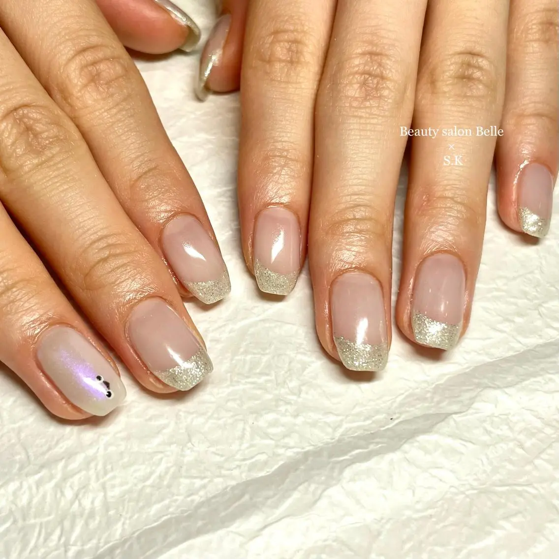セミロング ネイル フレンチネイル 持ち込み S. kurumiのネイルデザイン